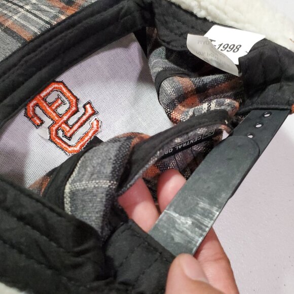 San Francisco Giants Men Trapper Hat One Size Gray Snap Back Plaid Sherpa Wool - Picture 6 of 7